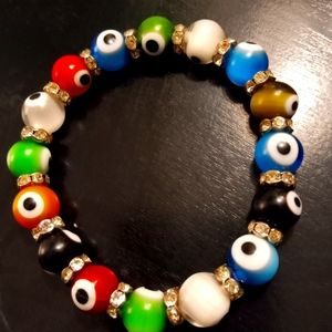 Handmade bracelet with glass evil eye beads